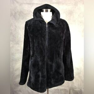 32 Degrees Heat Black Plush Zip Hoodie – Soft, Warm & Stylish Faux Fur Jacket.